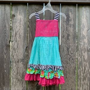 Counting Daisies Girls Dress size 5 aqua ruffles